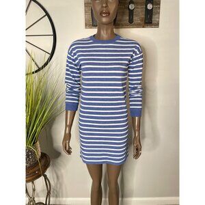 VINEYARD VINES Girl's Blue & White Striped Crewneck Mini Dress L